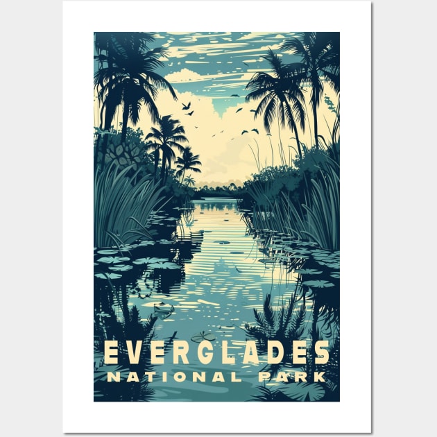 Everglades National Park Vintage Travel  Poster Wall Art by GreenMary Design